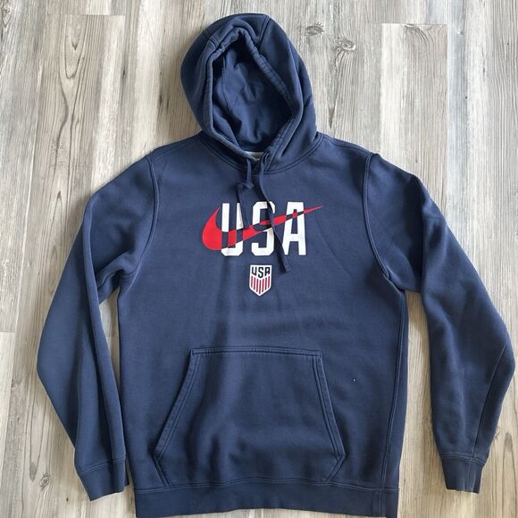 NIKE Hoodie Mens Blue US Soccer Kangaroo Pocket National Team Olympics - size S - Picture 1 of 6